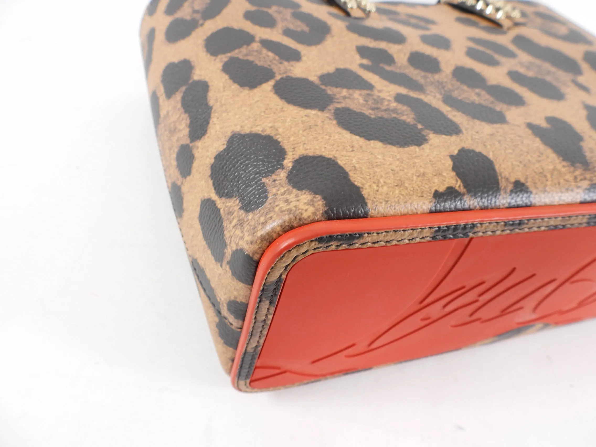 Louboutin Small Cabata Leopard and Red Lined Tote Bag