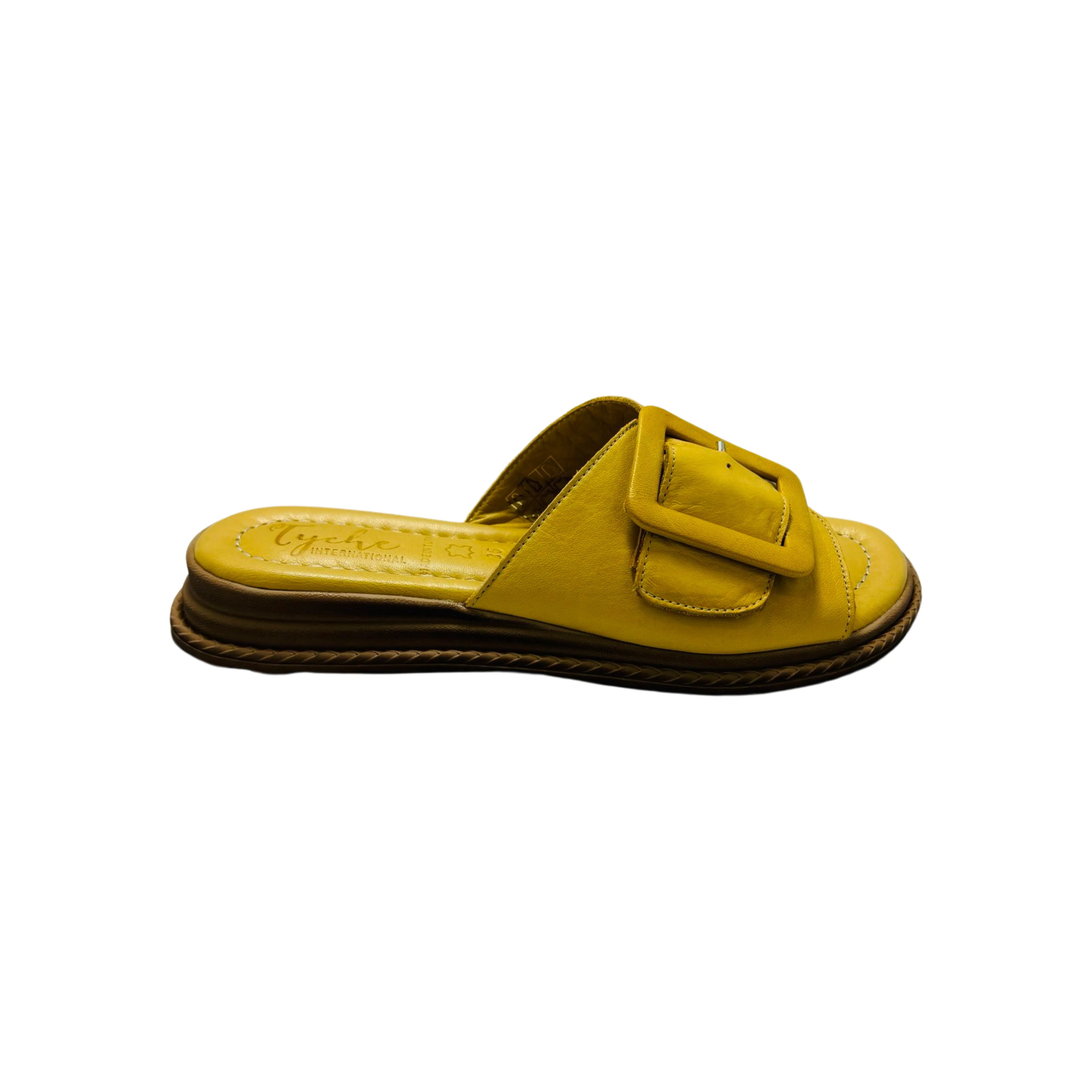 Monroe Yellow Leather Slide