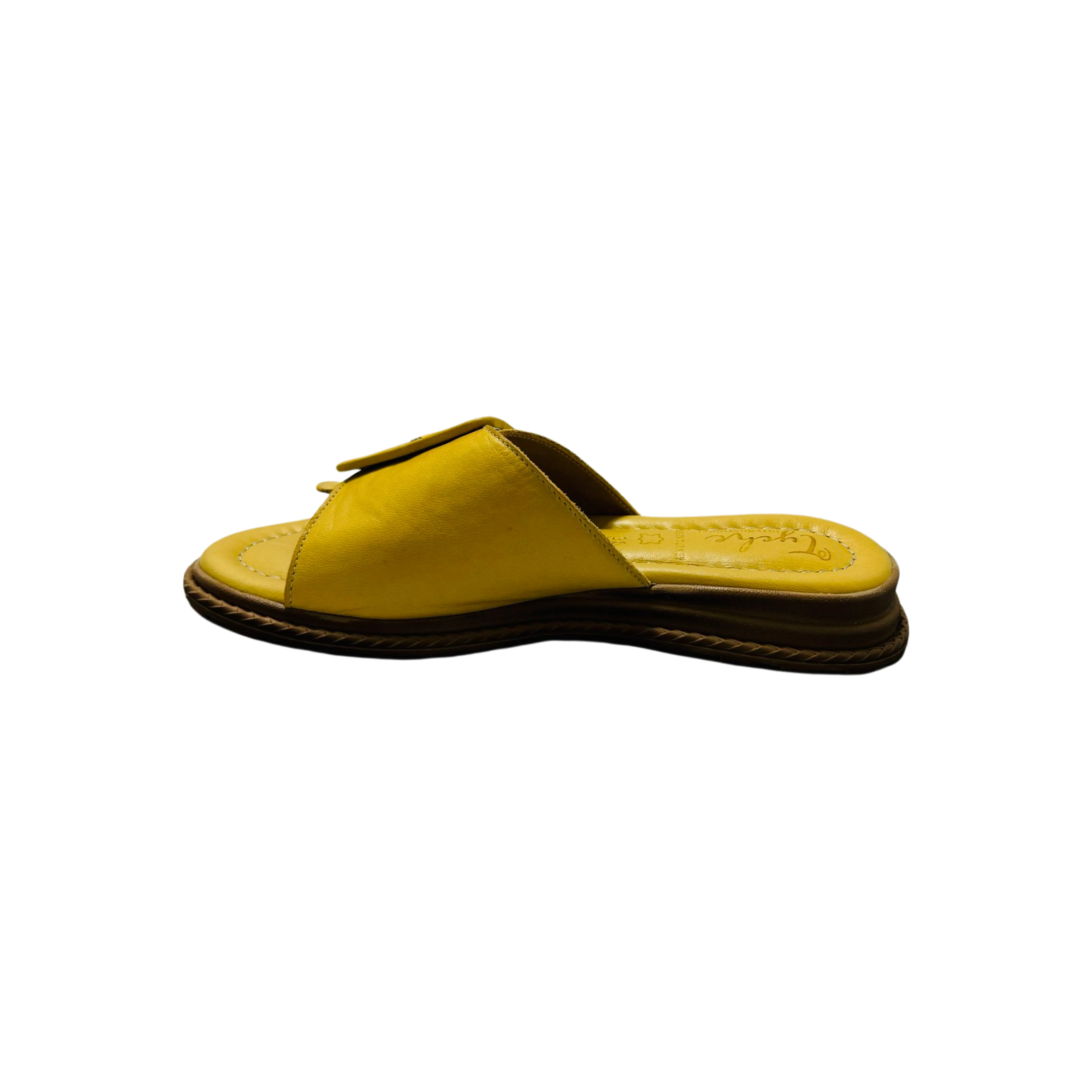 Monroe Yellow Leather Slide