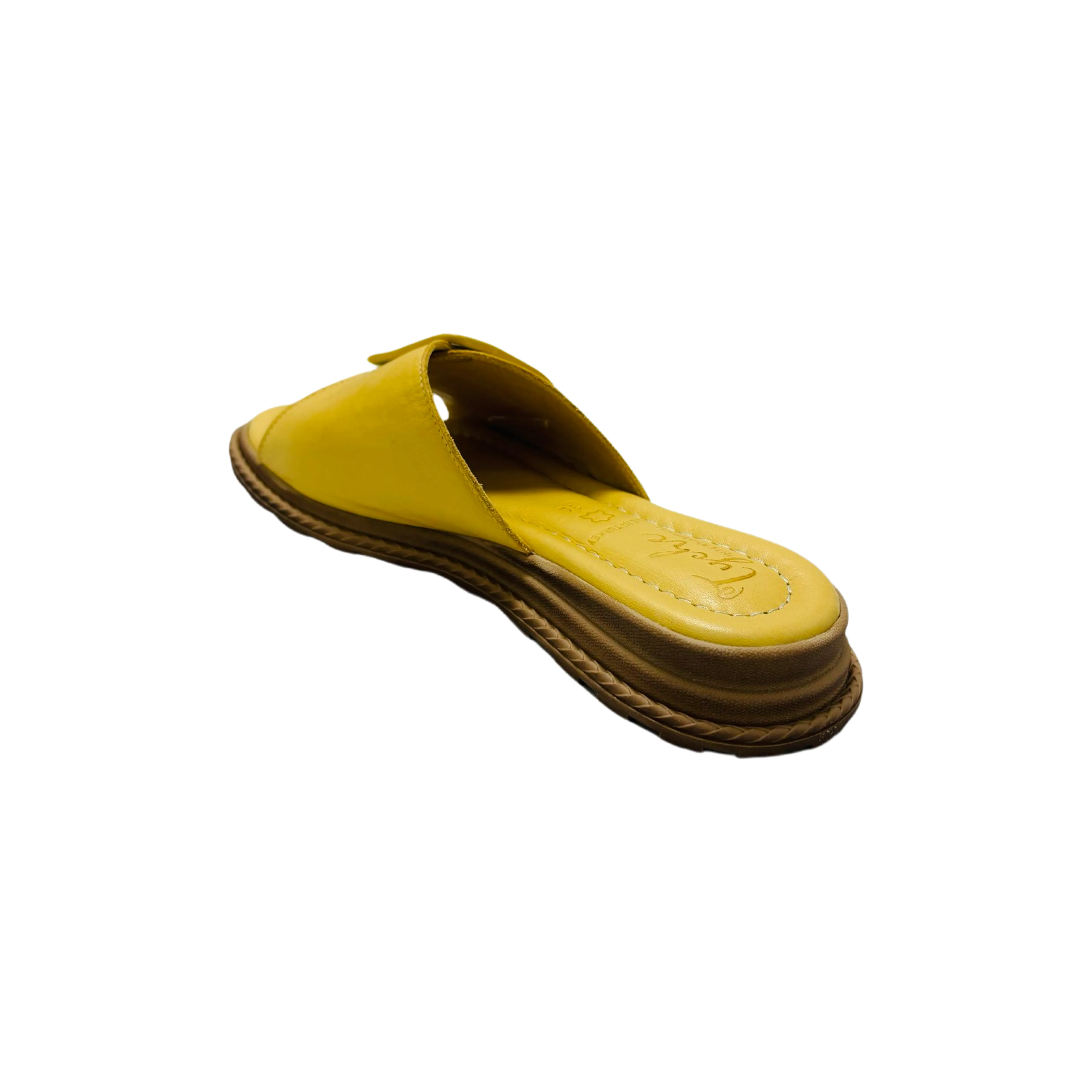 Monroe Yellow Leather Slide