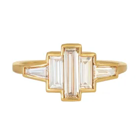 OOAK Art Deco Inspired Engagement Ring with Baguette Diamonds