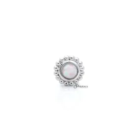 Opal White Tragus Barbell - Ball End | Flat Back