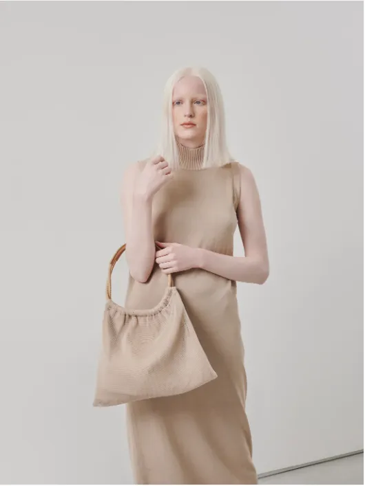 Project Dyad || Sand Leather Strap Moire Tote Bag