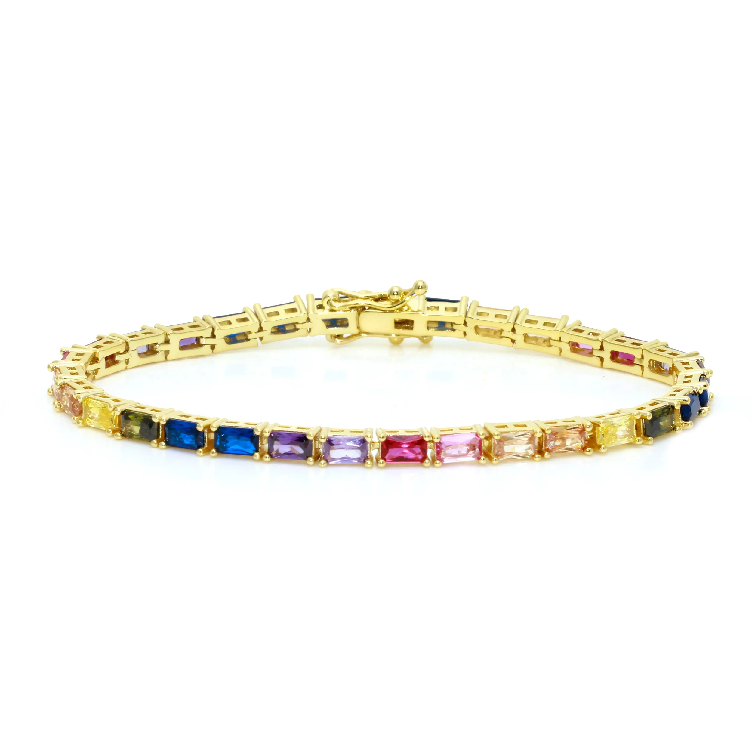 Rainbow Baguette Tennis Bracelet