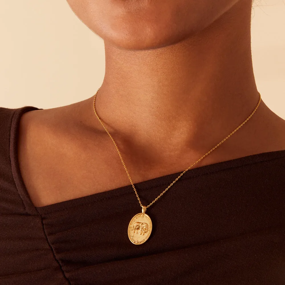 Real Gold Plated Z Modern Heirloom Oval Necklace