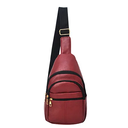 Red Faux Leather Fashion Sling Bag