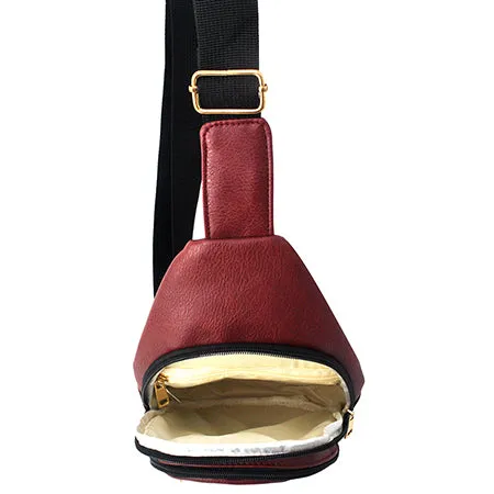 Red Faux Leather Fashion Sling Bag