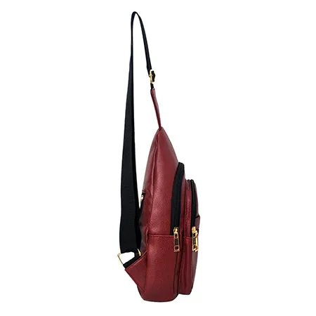 Red Faux Leather Fashion Sling Bag