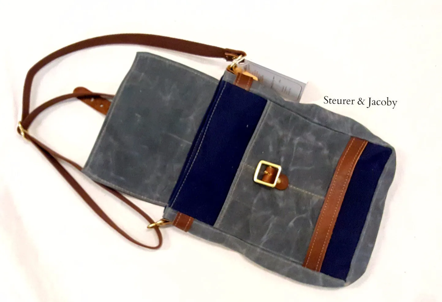 Satchel - Charcoal Gray and Navy