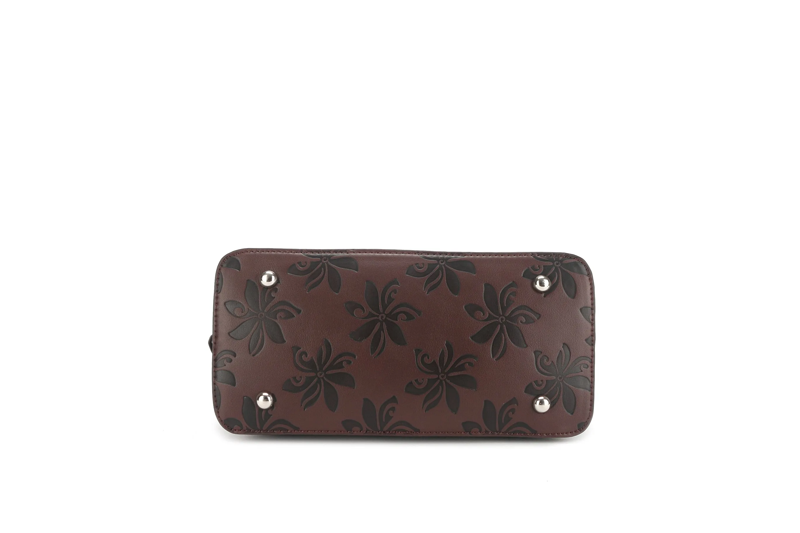 Satchel Lora Tiare Embossed Brown-Black