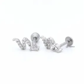 Snake Cartilage Tragus Barbell - Ball End | Flat Back