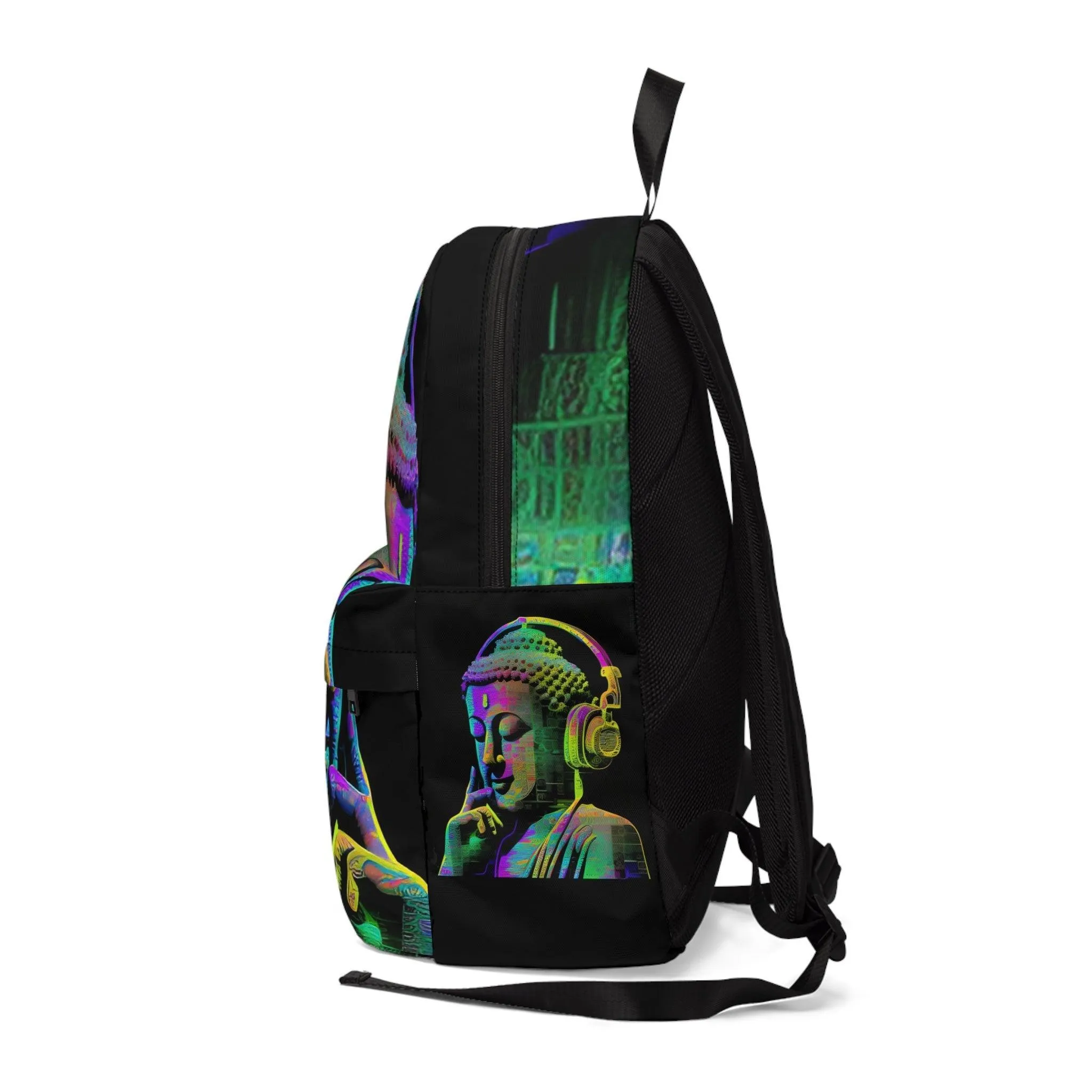 Subtle Smiling Buddha with Headphones Meta Zen Music Tribal Fusion Backpack Unisex Classic Backpack (PROTOTYPE)