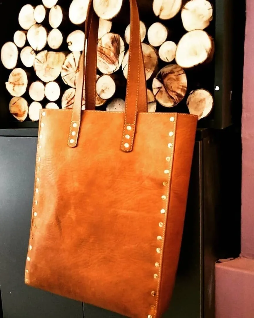 Tan Bucket Tote Bag - Brown