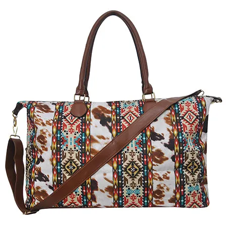 Tribal Cow Print Weekender Bag