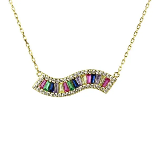 WAVY RAINBOW BAR NECKLACE