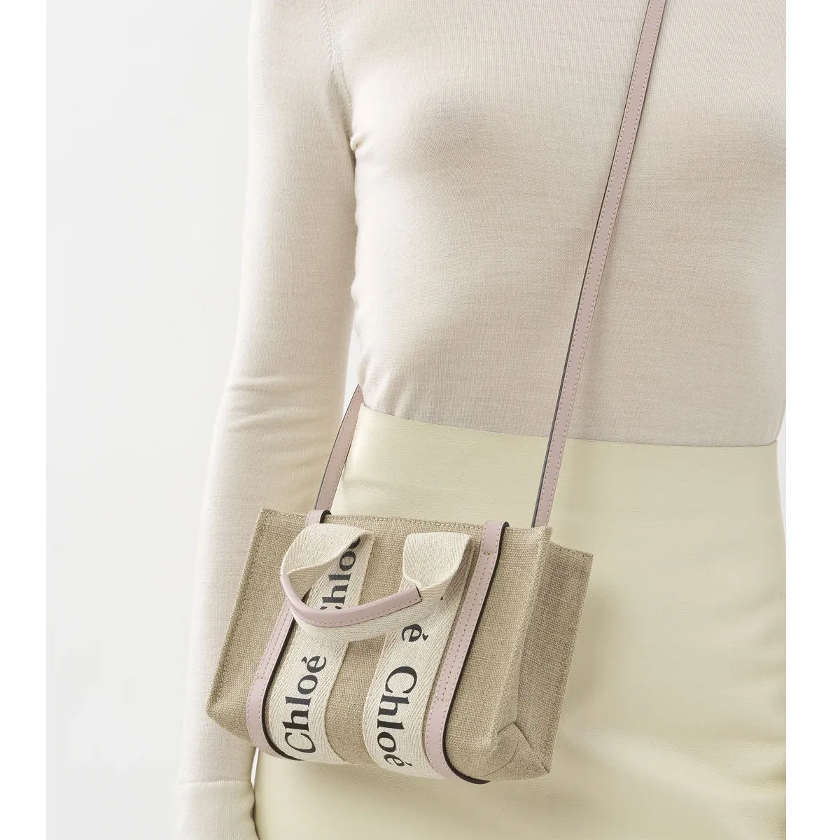 Woody Tote Mini Strap Linen, Misty Lavender