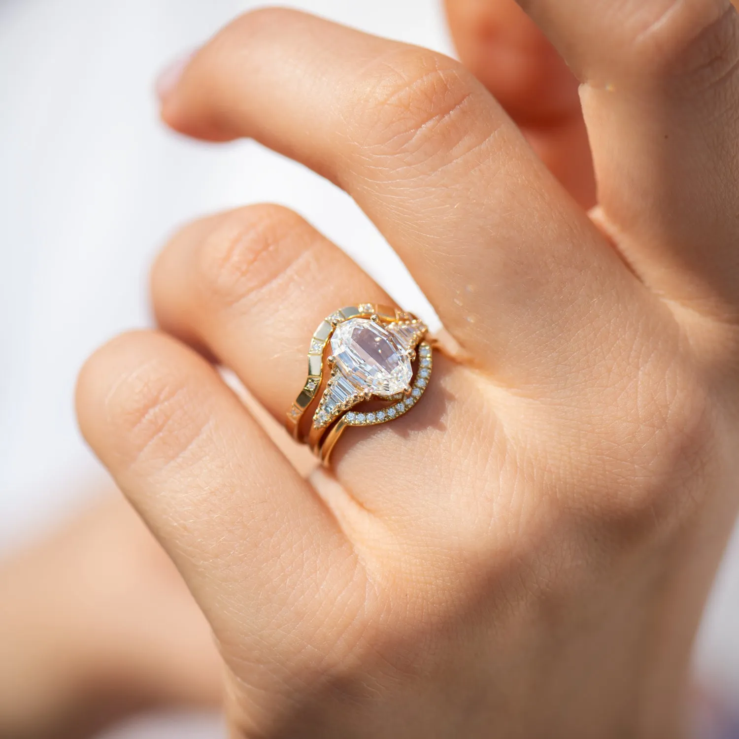 Zeppelin Engagement Ring with an Oval Step Cut Diamond